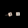 COEUR DE LION Earrings Stainless Steel Square Rose Gold & Crystals Pave Strip Anthracite