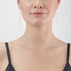 COEUR DE LION Earrings Y Chain & Oval Freshwater Pearls Gold White