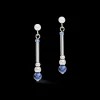 COEUR DE LION Earrings Y2 Sodalite Spheres, Crystals Pave & Stainless Steel Silver Blue