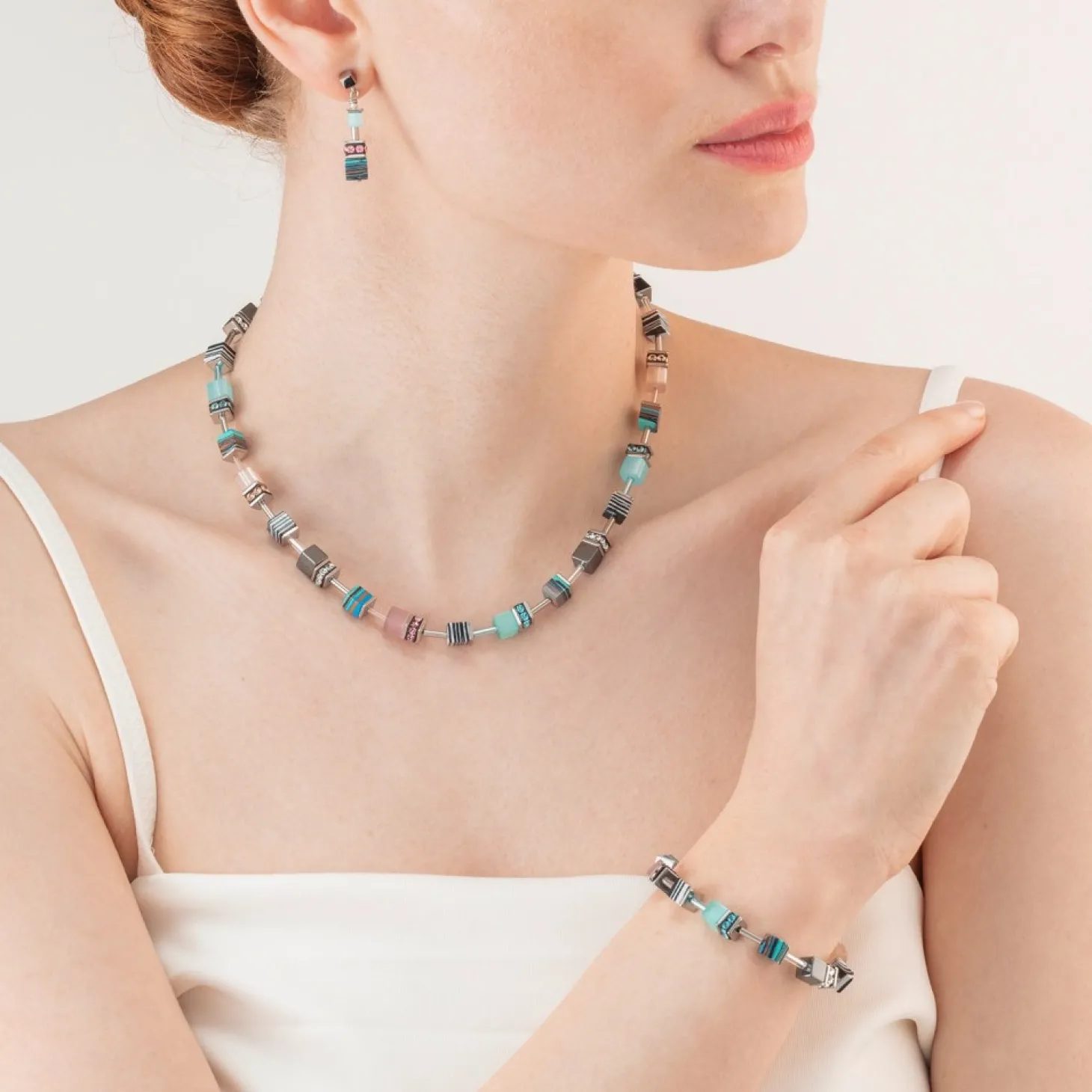 COEUR DE LION Geocube® Candy Necklace Aqua Pink