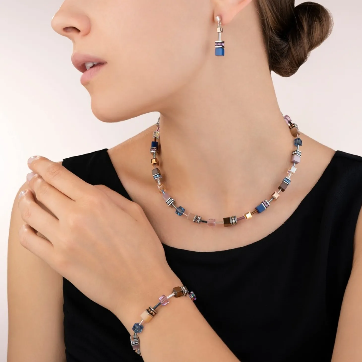 COEUR DE LION Geocube® Earrings Blue-Brown-Lilac