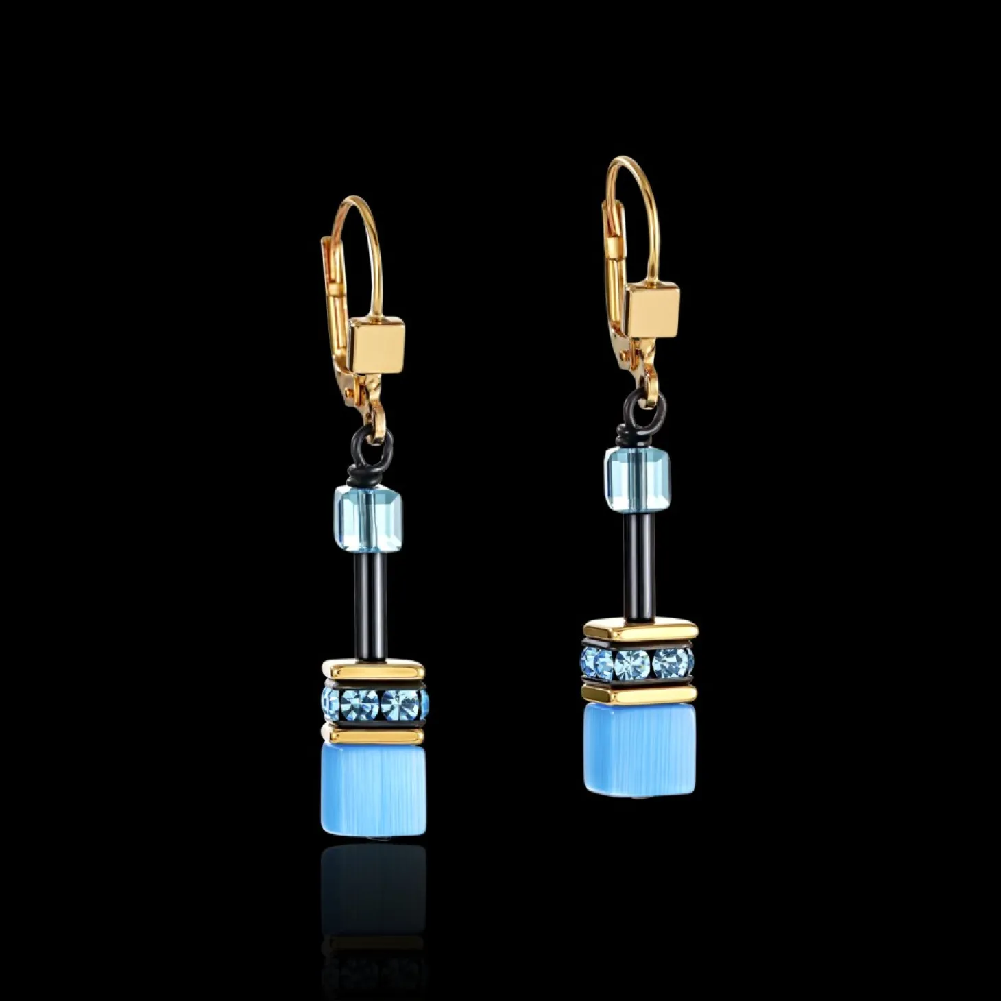 COEUR DE LION Geocube® Earrings Multicolour Rainbow Gold