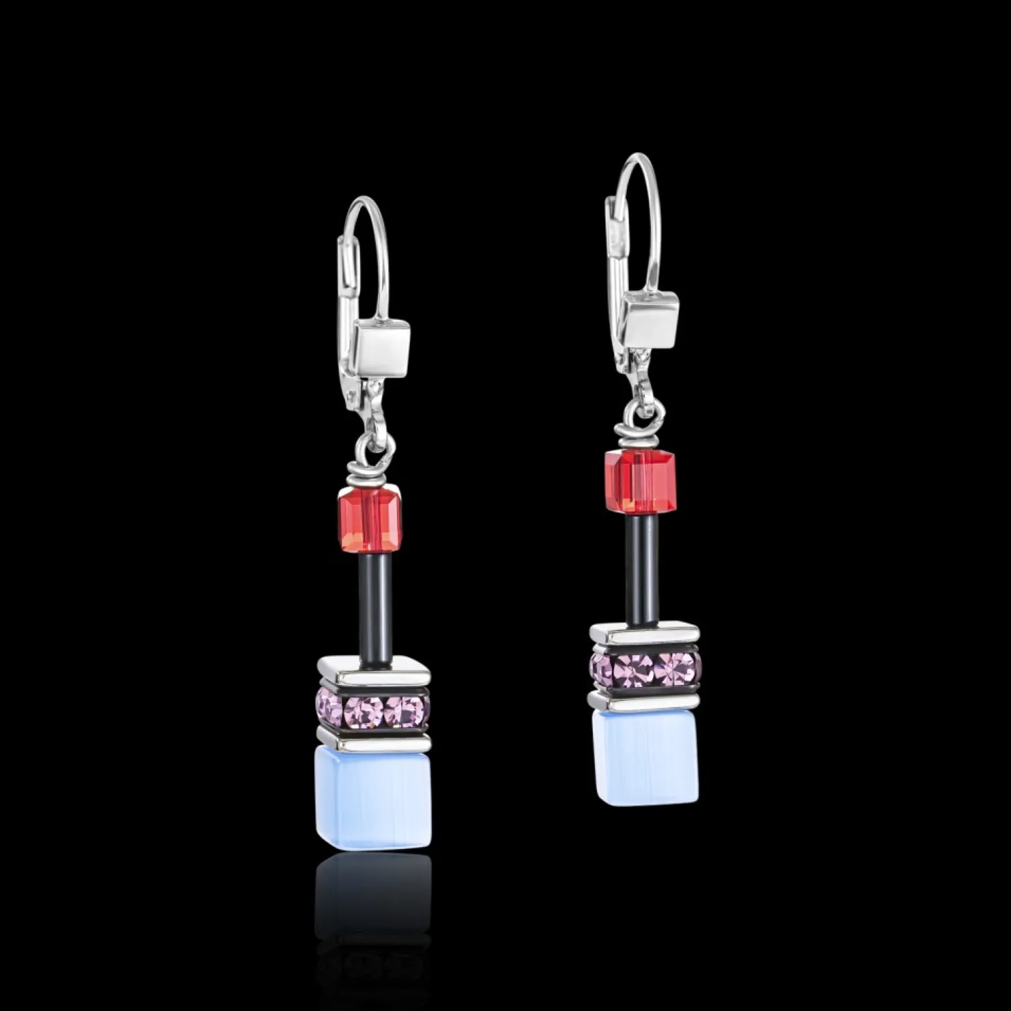 COEUR DE LION Geocube® Earrings Purple-Red-Blue