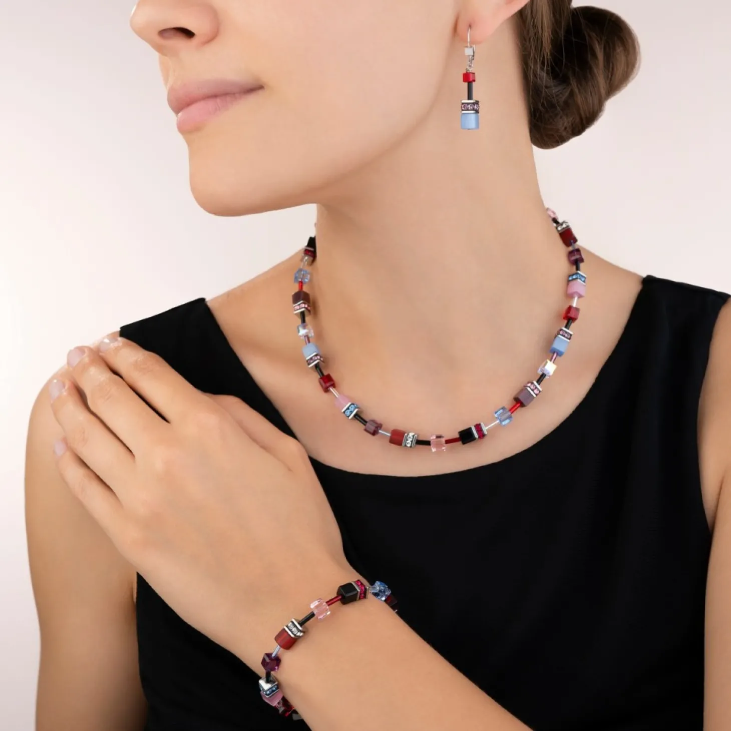 COEUR DE LION Geocube® Earrings Purple-Red-Blue