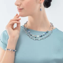 COEUR DE LION Geocube® Fusion Chain Necklace Silver Blue