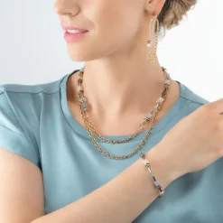 COEUR DE LION Geocube® Iconic Boho Necklace Gold-Multicolour