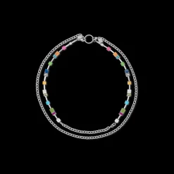 COEUR DE LION Geocube® Iconic Boho Necklace Silver-Multicolour