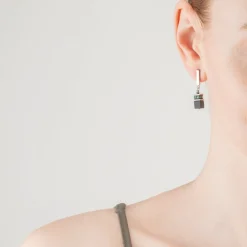 COEUR DE LION Geocube® Iconic Geocube® Iconic Precious Onyx Earrings Silver-Sage Green