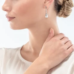 COEUR DE LION Geocube® Iconic Nature Chain Earrings White