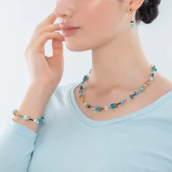 COEUR DE LION Geocube® Iconic Necklace Gold Turquoise