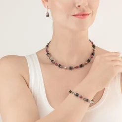 COEUR DE LION Geocube® Iconic Precious Onyx Necklace Silver-Amethyste