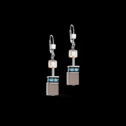 COEUR DE LION Geocube® Iconic Statement Precious Earrings Aqua-Beige