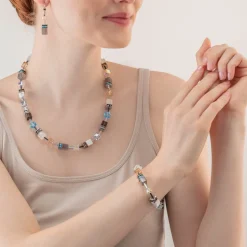 COEUR DE LION Geocube® Iconic Statement Precious Necklace Aqua-Beige