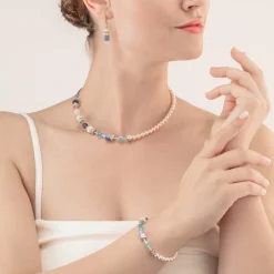 COEUR DE LION Geocube® Precious Fusion Pearls Necklace Aqua Blue