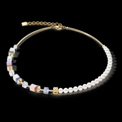 COEUR DE LION Geocube® Precious Fusion Pearls Necklace Multicolour Pastel