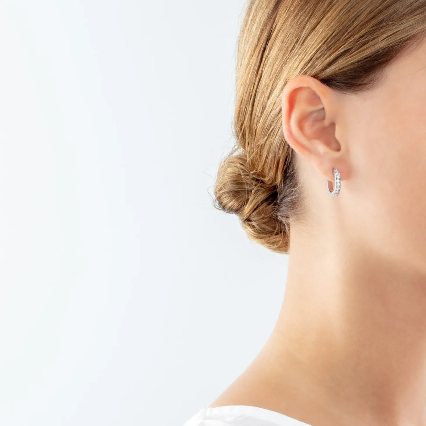 COEUR DE LION Hoop Earrings 15 Stainless Steel & Crystals Silver Crystal