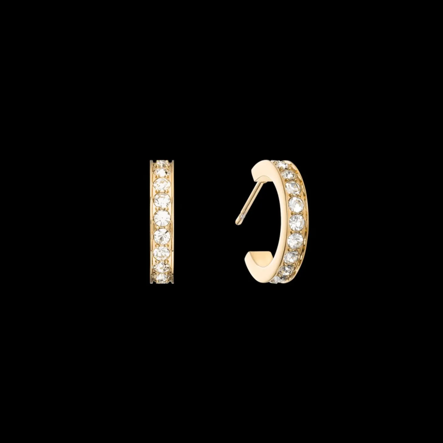 COEUR DE LION Hoop Earrings 15 Stainless Steel & Crystals Gold Crystal