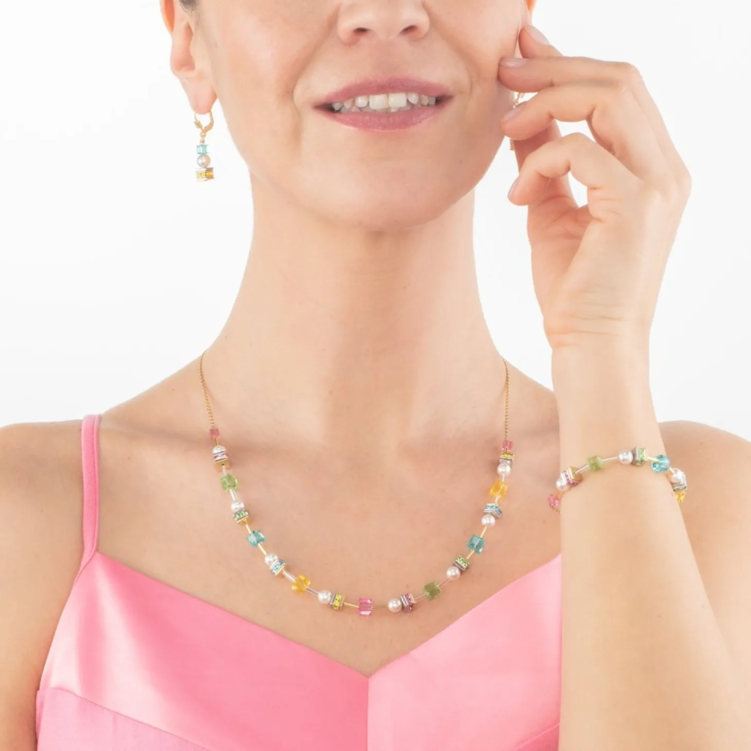 COEUR DE LION Joyful Cubes & Pearls Bracelet Multicolour