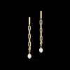 COEUR DE LION Modern Chain Earrings With Freshwater Pearl Charms Gold
