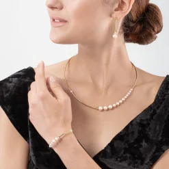 COEUR DE LION Necklace Asymmetry Freshwater Pearls & Stainless Steel White-Gold
