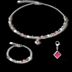 COEUR DE LION Necklace Brilliant Square Interchangeable Pendant Precious Pink