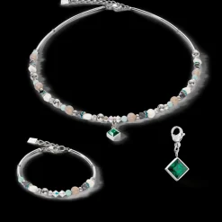 COEUR DE LION Necklace Brilliant Square Interchangeable Pendant Precious Dark Green