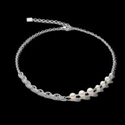 COEUR DE LION Necklace Classic & Modern Freshwater Pearls & Stainless Steel Chain White-Silver