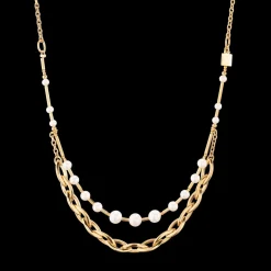 COEUR DE LION Necklace Freshwater Pearls & Chunky Chain Navette Multiwear White-Gold