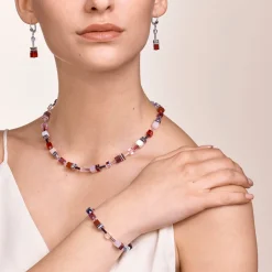 COEUR DE LION Necklace Geocube® Crystals & Gemstones Red-Purple