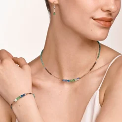 COEUR DE LION Necklace Geocube® Shades Of Green-Petrol