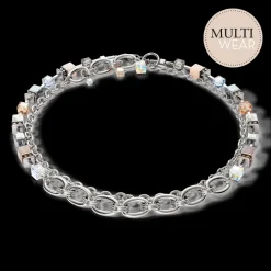 COEUR DE LION Necklace Geocube® Statement Precious Chunky Chain Multiwear Grau-Beige