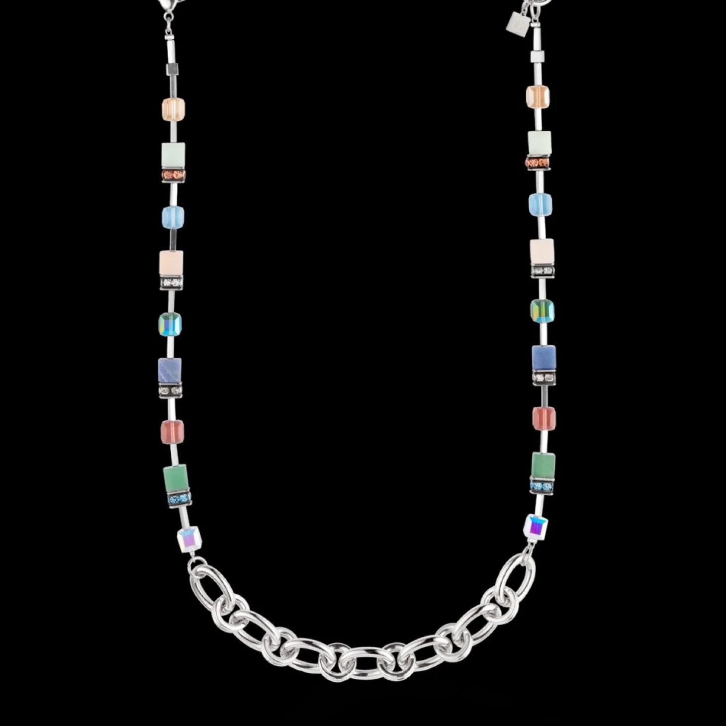 COEUR DE LION Necklace Geocube® Statement Precious Chunky Chain Multiwear 35 Multicolour