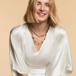 COEUR DE LION Necklace Mysterious Cubes & Pearls Gold-Black