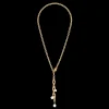 COEUR DE LION Necklace Y Navette Freshwater Pearls Gold