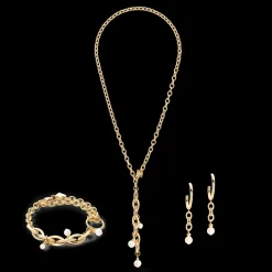 COEUR DE LION Necklace Y Navette Freshwater Pearls Gold
