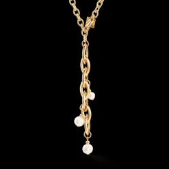 COEUR DE LION Necklace Y Navette Freshwater Pearls Gold