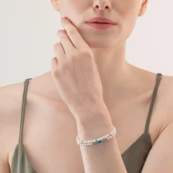COEUR DE LION Princess Pearls Bracelet Wrap Around Silver Blue