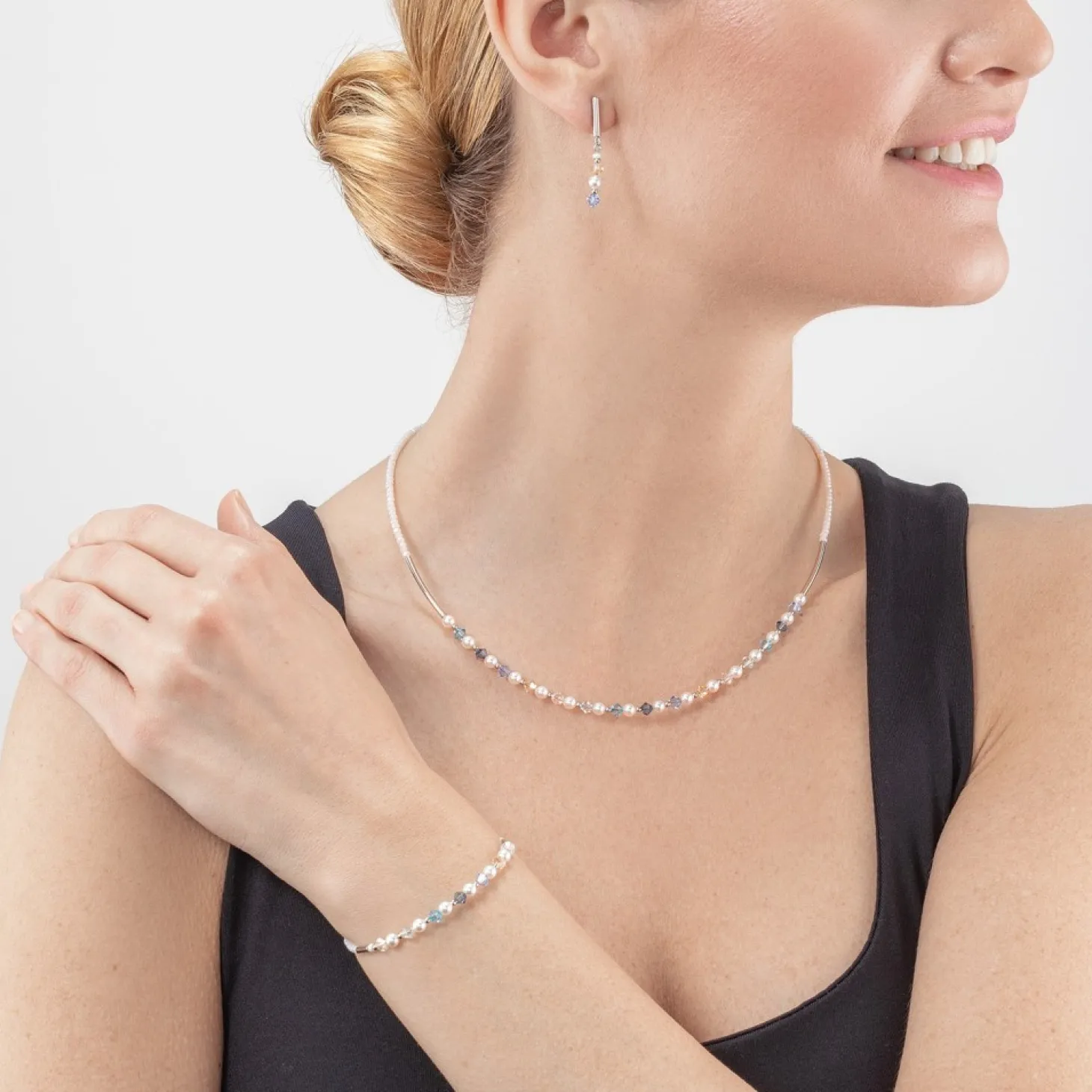 COEUR DE LION Princess Pearls Necklace Silver Light Blue