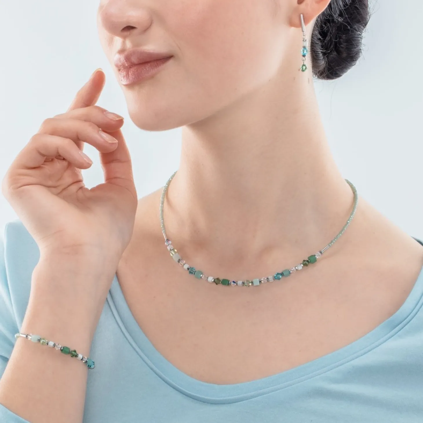 COEUR DE LION Princess Shape Mix Necklace Mint Green
