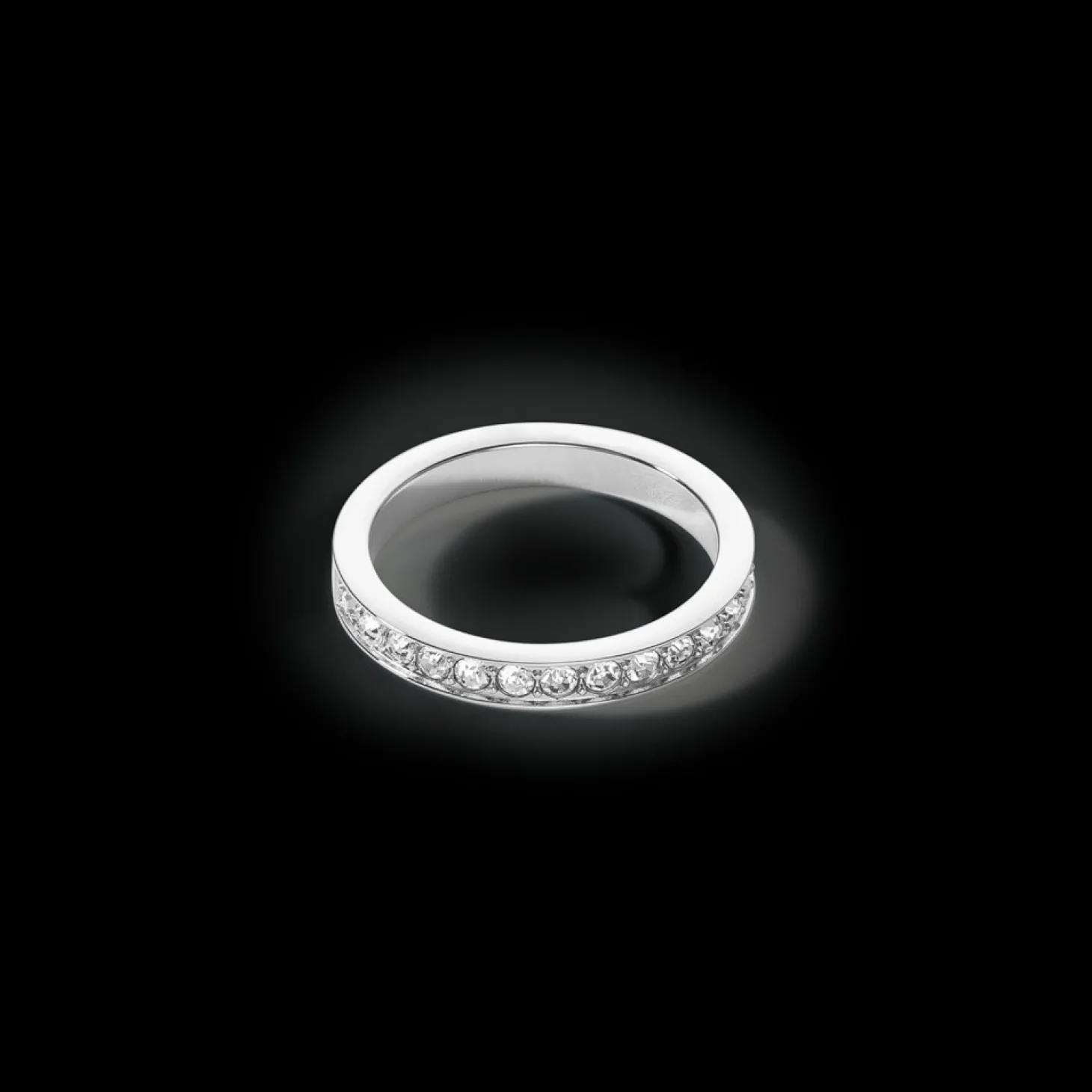COEUR DE LION Ring Stainless Steel & Crystals Slim Silver Crystal