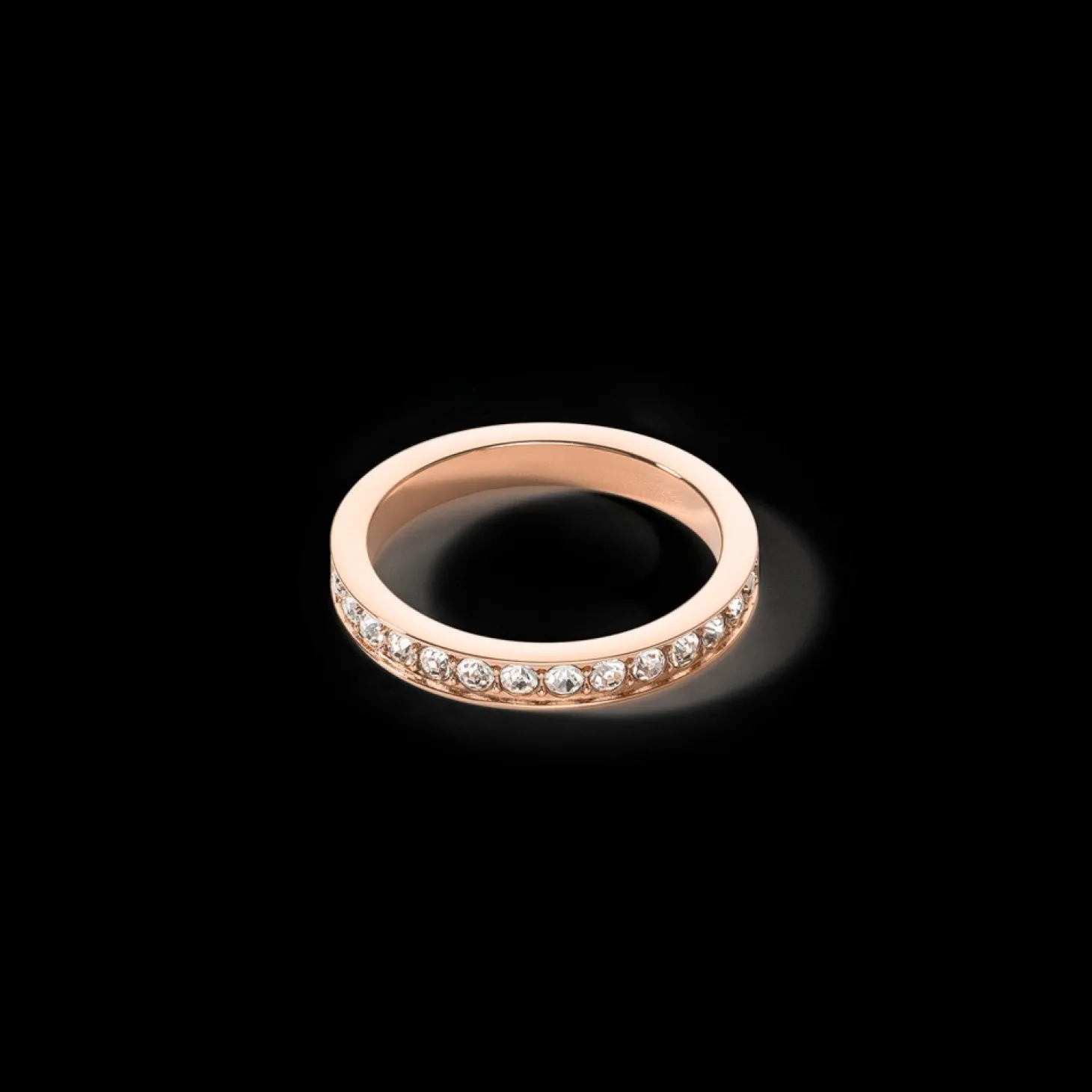 COEUR DE LION Ring Stainless Steel & Crystals Slim Rose Gold Crystal