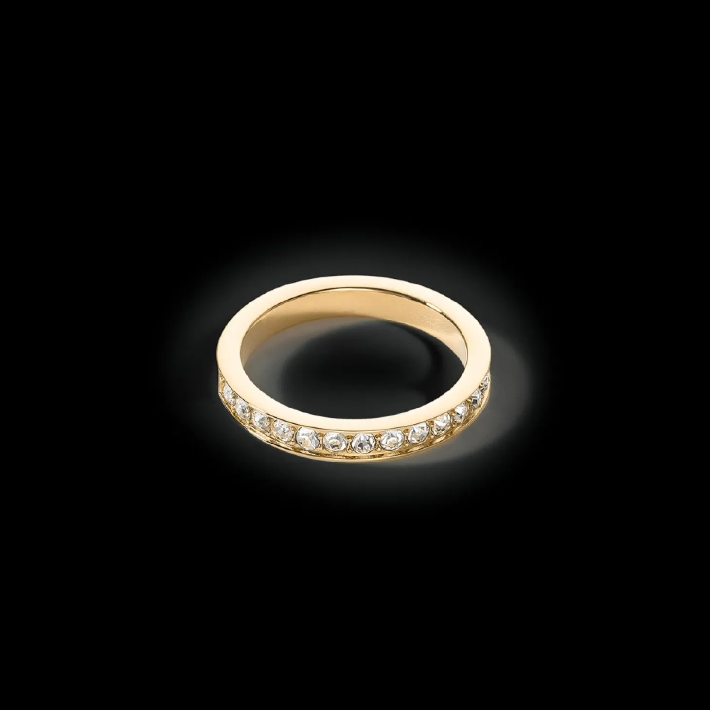 COEUR DE LION Ring Stainless Steel & Crystals Slim Gold Crystal
