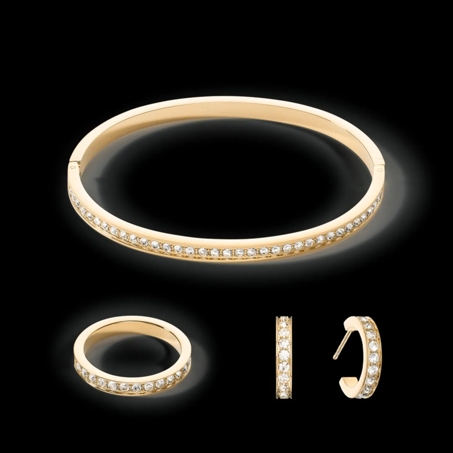 COEUR DE LION Ring Stainless Steel & Crystals Slim Gold Crystal