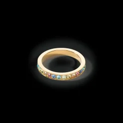 COEUR DE LION Ring Stainless Steel & Crystals Slim Gold Multicolour Pastel