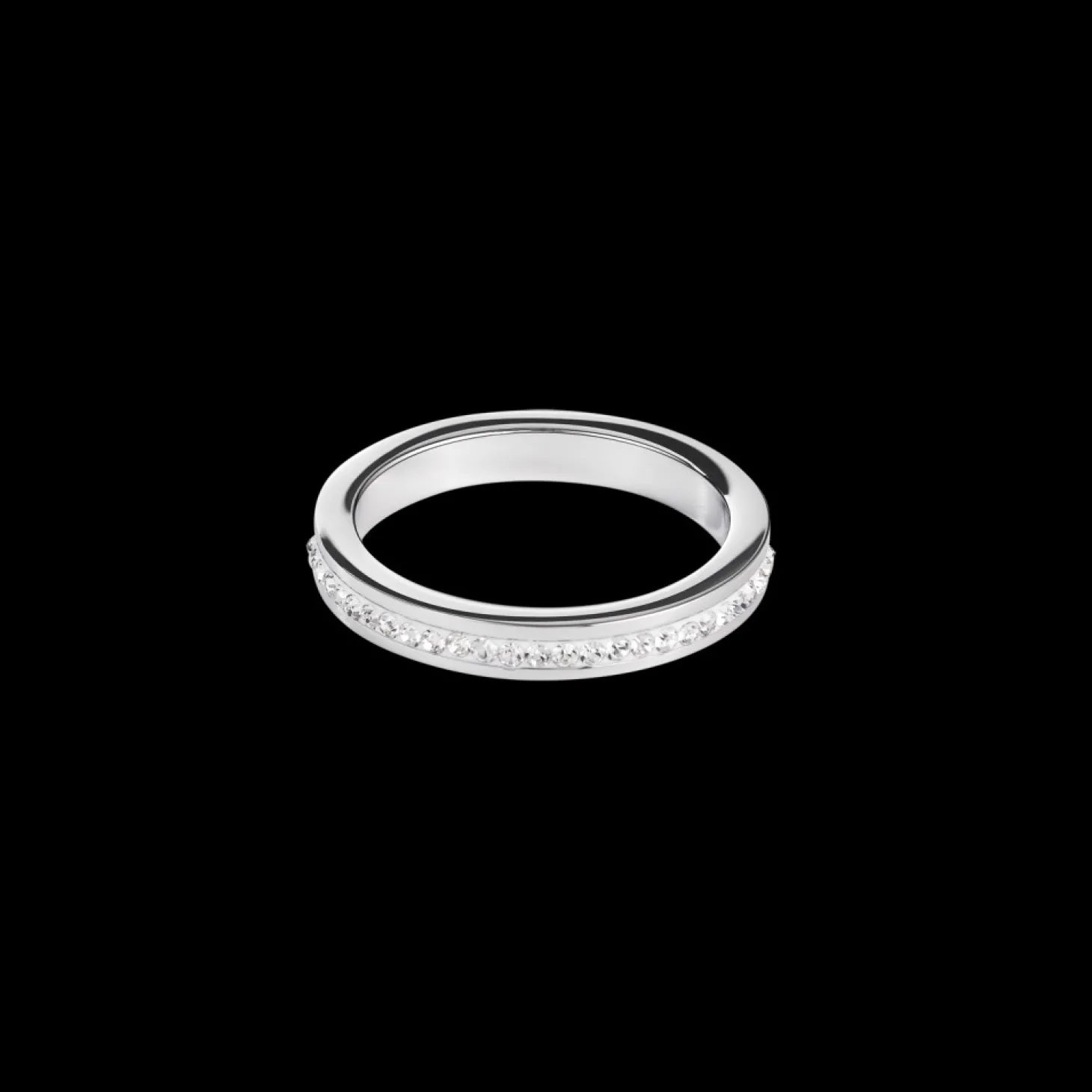 COEUR DE LION Ring Stainless Steel Silver & Crystals Pave Crystal