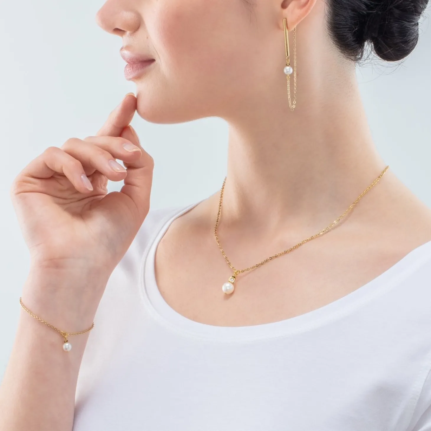 COEUR DE LION Solitaire Freshwater Pearl Bracelet Gold