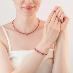 COEUR DE LION Sparkling Dot Delicate Bracelet Rose Silver & Red