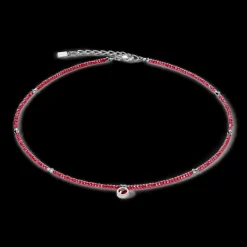 COEUR DE LION Sparkling Dot Delicate Necklace Rose Silver & Red