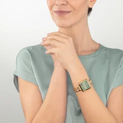 COEUR DE LION Watch Iconic Cube Statement Glamorous Green Gold