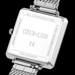COEUR DE LION Watch Iconic Square Graphite Sunray Milanese Stainless Steel